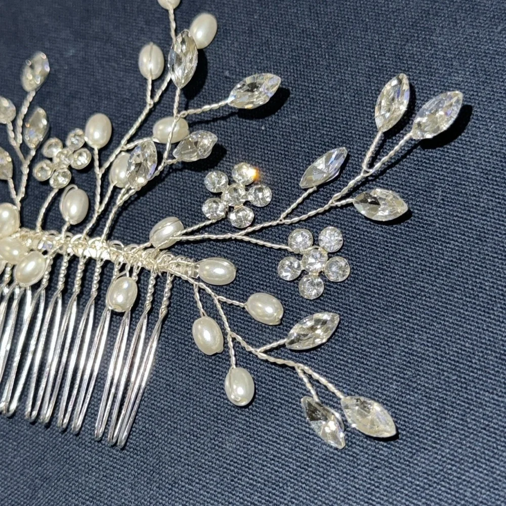 Women’s Hair Comb Clip Bridal Rhinestone Pearl Hair Accessory Boho Prom